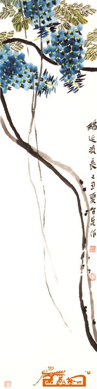 中国画・紫藤立轴