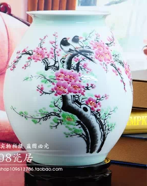景德镇手绘陶瓷花瓶高档白色瓷器摆件喜上眉梢现代简约瓷瓶